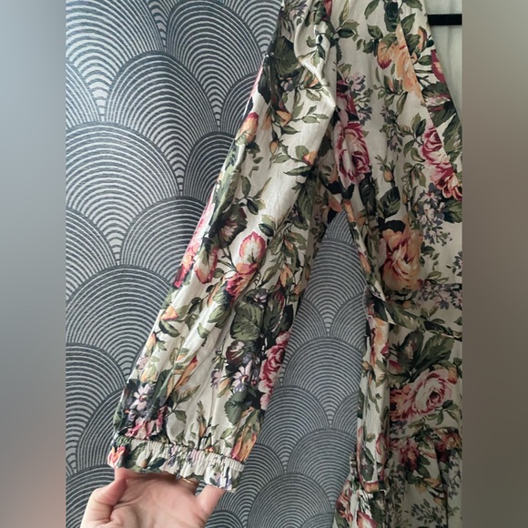 Vici Peachy/Pink Rose Floral Puff Sleeve Dress - Picture 4 of 9